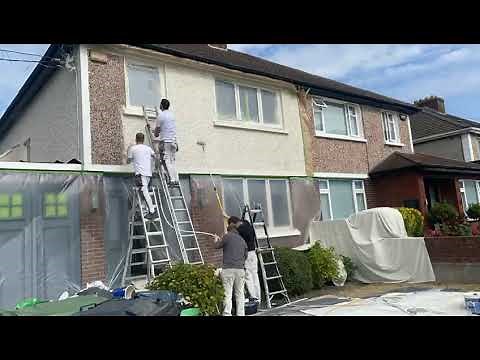 Spray painting pebble dash