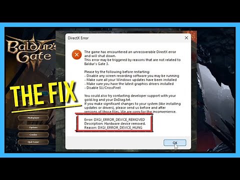How to Fix DXGI_ERROR_DEVICE_REMOVED Issue in Baldur's Gate 3 (And More Games!)
