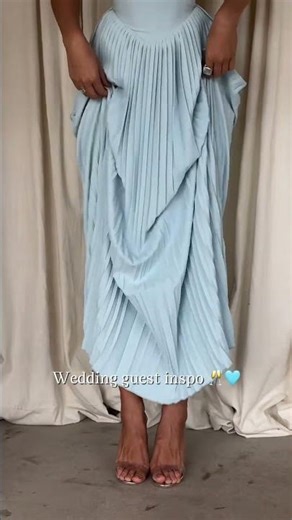 Siena Baby Blue Pleated Maxi Dress with Sculptural Shell Corset Bodice