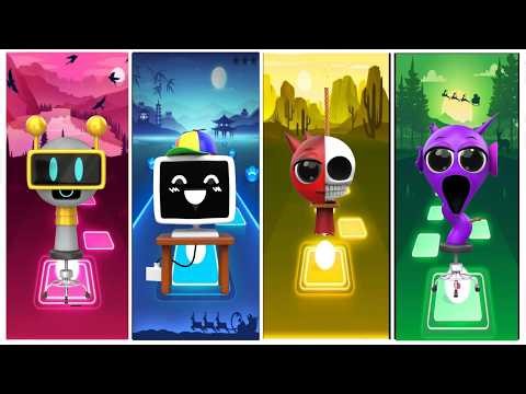 Sprunki incredibox FunBot vs Mr Computer vs Raddy vs Durple Tiles Hop EDM Rush