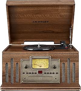 Crosley CR704B-WA Musician 3-Speed Turntable with Radio, CD/Cassette Player, Aux-in and Bluetooth, Walnut