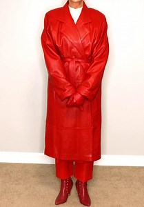 Vintage Women’s Red Leather Trench Coat – Sheepskin Leather Long Coat – Handmade Single Breasted Belted Leather Coat | Gift for Her - Etsy