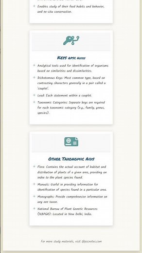 Tools and Aids for Identification and Classification Keys, Herbaria, Museums, Botanical Gardens