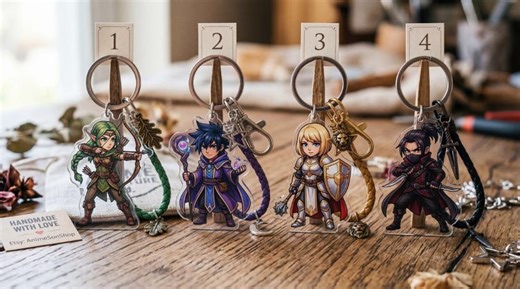 Fantasy Class Acrylic Keychain - Elf Archer, Dark Mage, Lion Knight & Rogue Assassin Charms - Unique Anime Keyring - Gift for RPG Gamers - Etsy