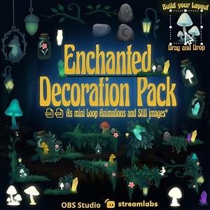 Twitch Overlay Stream Decoration Pack Magical Animated Forest Fantasy Assets Enchanting Mushrooms DIY Elements OBS Streamlabs Vtuber Overlay - Etsy