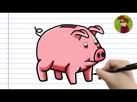 How to Draw a Piggy Bank - Simple Drawing Lesson