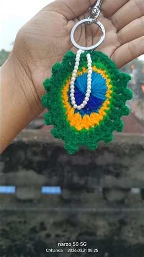Crochet Morpankh Keychain 🦚🧶 #chhandahandicrafts #art #crochet #morpankhi #peacock #keychain #craft