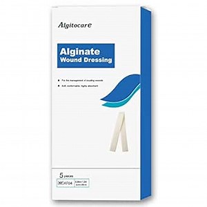 Ag Silver Calcium Alginate Wound Dressing - 0.8"x12"(Pack of 5), Non-Stick Sterile Gauze Pads for Accelerating Wound Healing, High Absorbency and Soft for Wound Care Supplies