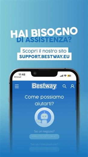 Il tuo prodotto Bestway ha un problema? Apri un ticket e ricevi l’assistenza che ti serve 💪 #BestwaySupport 👉🏻 https://support.bestway.eu/ | Bestway