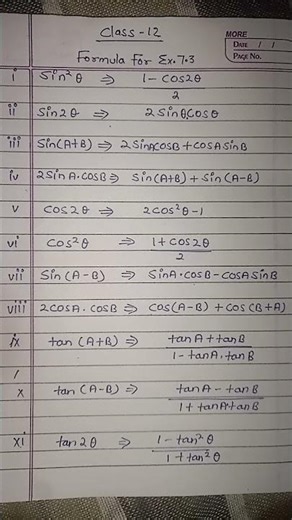MATHS CLASS 12 SOME IMPORTANT FORMULA|| #maths #class12 #nexaclasses
