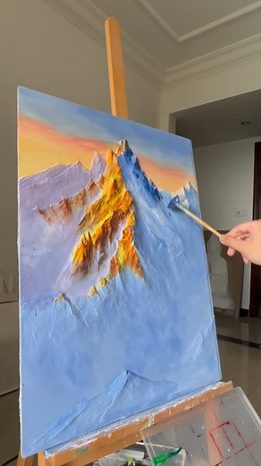 1.5M views · 29K reactions | Sunlit Peaks — 3D Textured Mountain Oil...