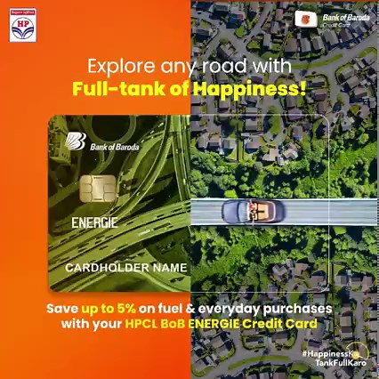 16 reactions | When you use your HPCL BoB ENERGIE Credit Card at HPCL retail outlets, for LPG purchases, and on the HP Pay App, you get up to 5% Savings (24 Reward Points per ₹150 = 4% Savings + 1% Fuel Surcharge Waiver). It’s time to explore and take the road less travelled. Apply today for your HPCL BoB ENERGIE Credit Card at https://bit.ly/HPCLDEC22 *T&C apply @bankofbaroda @bobcreditcard | HPCL | Facebook