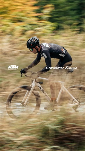 The all-new GRAVELATOR EXONIC in action. A carbon race gravel platform with 1x13 SRAM RED XPLR AXS, finished in orange-stained white (black sand). #AlpineTestingFacility | KTM Bike Industries