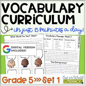 Vocabulary Curriculum Grade 5 - Set 1 - Digital & Print