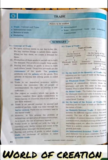 9th standard Geography lesson number 9. trade answer from digest.