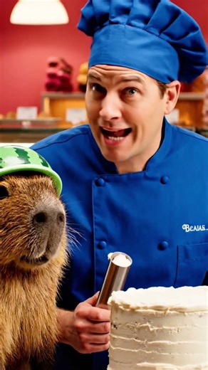Captain Cappy: Cake Disaster, Life Saver! #capybarahero #animalcomedy #capybara #shorts