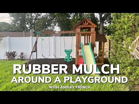 Laying Rubber Mulch Around our Playground Area