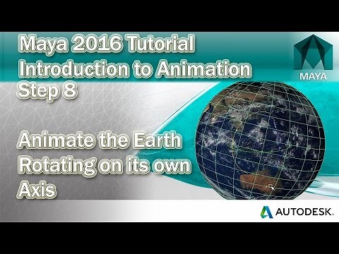 #8 Rotate an object on its own axis (Earth) | Maya 2016 Animation Tutorial