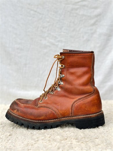 Vintage Red Wing Irish Setter 855 Logger Boots Womens 9.5-10 Mens 8D Wide Brown Leather Vibram Sole USA Made - Etsy