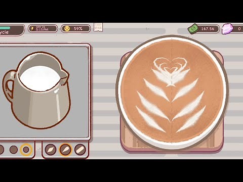 How to make latte art in Good Coffee, Great Coffee Gameplay