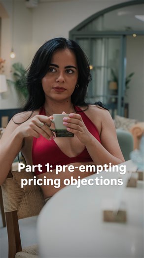 Sophie Dimitra Fengaras | High Ticket Sales and Business Coach on Instagram: "How to prevent the pricing objection from coming up in a sales conversation. You’ll wanna take notes for this one 📝 Strong female coaches don’t wait for objections to come up after they price drop. They handle them earlier in the call during the discovery phase BEFORE they even come up. And you do this when you can sense a cue this person will have an objection later. Some cue examples I mention in this video. ❤️‍🔥 I