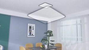 Genoci 19.7 in. 40-Watt Black Modern Simple Square Dimmable Integrated LED Flush Mount with White Acrylic Shade and Remote TC-2350F-B