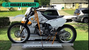 Aluminum Motorcycle Carrier, Durable Dirt Bike Hitch Rack with Tie-Down Straps and Hitch Tightener, 400 lbs. Capacity, 2'' Receiver (MC-ALU)