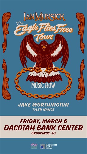 Two weeks until Ian Munsick hits the stage here in Brookings, SD!! We can't wait to have the time of our lives with all of you :) March 6th at the Dacotah Bank Center be sure to get your tickets here! https://www.ticketmaster.com/ian-munsick-eagle-flies-free-tour-brookings-south-dakota-03-06-2026/event/0600633AB6E66523 | Dacotah Bank Center