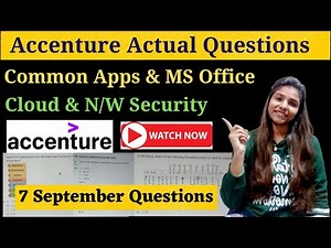 Accenture MS Office Questions | Cloud and Network Security Questions asked in Accenture | Actual Que