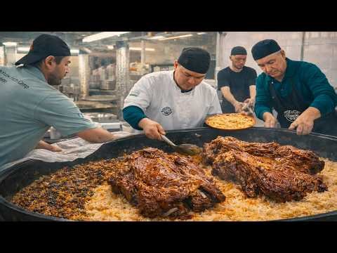 LEGENDARY UZBEK PULAO recipe | 350+ KG Uzbek Giant Meat Pulau Prepared | Uzbekistan's Street Food
