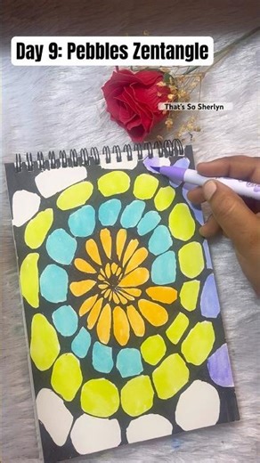🤩Day 9: Pebbles Zentangle Art #zentangle #zentanglepattern #doodleart #artshorts