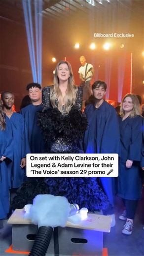 We are the champions! 🏆 Billboard has the exclusive behind-the-scenes look at @nbcthevoice’s promo with @kellyclarkson, @johnlegend and @adamlevine. | Billboard