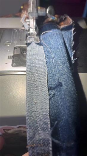 Homemade overalls made out of an old pair of jeans #fyp #sewingtiktok #homemade