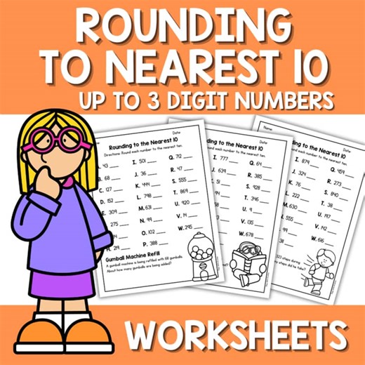 Rounding to the Nearest 10 | Up to 3 Digit Numbers Worksheets | 3rd Grade Math