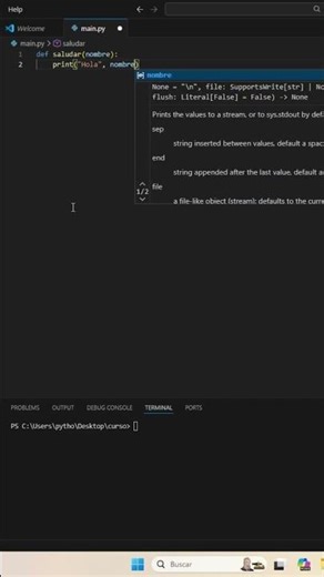 Python desde cero: funciones con parámetros #python #aprendepython #shorts