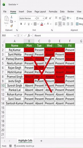 Update Attendance Faster – One Smart Hack #excel #excelforbeginners #exceltips #excelshortcuts
