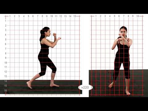 Female Punch Upper Cut - Grid Overlay. Animation Reference Body Mechanics
