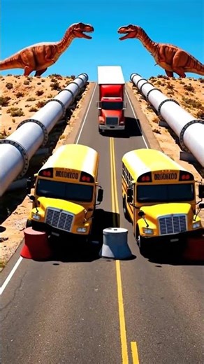 BMNG XROM School Bus & Cargo Truck vs Hydraulic Crush BeamNG Drive