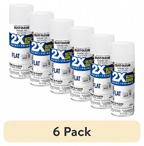 (6 pack) White, Rust-Oleum American Accents 2X Ultra Cover Flat Spray Paint- 12 oz