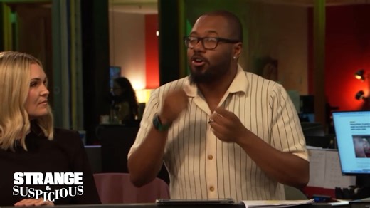 A mysterious light racing amongst the night sky was captured on a home security cam. Is it a #UFO, a secret military craft or simply an optical illusion? Explore the evidence with the cast of TMZ Studios' #StrangeAndSus: https://www.strangeandsuspicious.com/ | TMZ