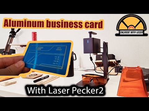 Laser engraving on an aluminum business card (Laserpecker 2)
