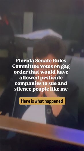 Holistic & Non Toxic Living for Real Life on Instagram: "The pesticide company gag order clause was DEFEATED in the Florida Senate. Thank you @senatorjonmartin for your support in protecting free speech 👏 This issue is far from over as pesticide companies spend MILLIONS in lobbying across the United States, in our Congress and at the Supreme Court. They basically own our EPA right now, as well. So, we keep fighting. A big thank you to @myhealthforward for all of your education and advocacy on t