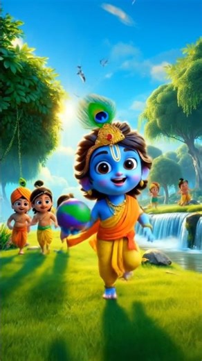 Watch Little Krishna’s Courage Against Kaliya! 💪🌊 #JaiShriKrishna #shorts