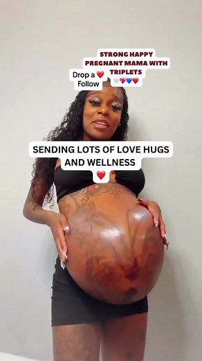 Strong happy pregnant momma ready to meet her triplets #foryou #tiktokvideo #tiktokpregnancy #viraltiktok #hugepregnantbelly #motherhood #ttcjourney #testimony #trending #tripletsoftiktok Credit🎥 tatted_terria