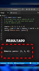 Exercício Python: números pares #pythonprojects #pythonstatus #python3