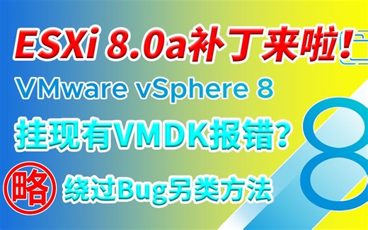 【老高分享】ESXi 8.0a补丁升级方法！添加现有VMDK报错的bug是否解决？另类解决加载现有vmdk报错的方法分享