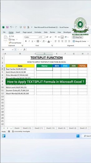 Split text instantly in Excel using the powerful TEXTSPLIT formula! 🚀 #TEXTSPLIT #MicrosoftExcel
