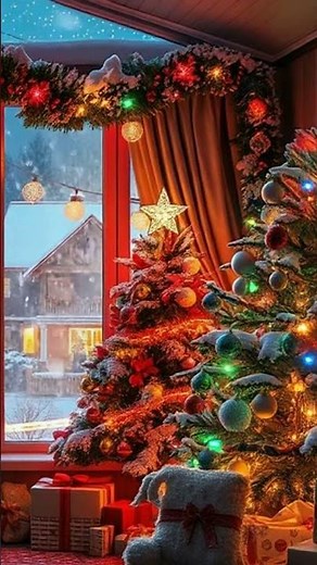 Cozy Christmas Fireplace Ambience ❄️ Gentle Snowfall & Warm Crackling Fire | Relaxing Holiday Music