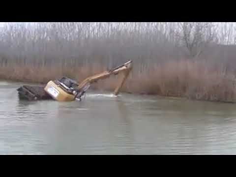 Floating Excavator capsizes
