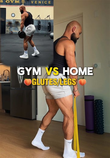 Glutes & Hamstrings • GYM VS HOME No gym? Still no excuses. These band exercises let you train your glutes and hamstrings anywhere. Let’s build strength together 💪 #homeworkout #fitness #gym #resistancebandsworkout #glutesworkout